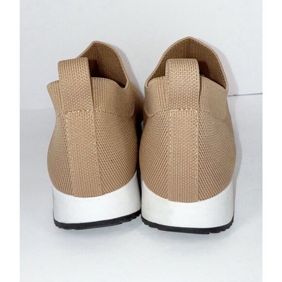 Womens Sport Mesh Knit Sneaker Beige 7.5/38 Tan Walking Sock Shoes Casual No Tie - Picture 5 of 11